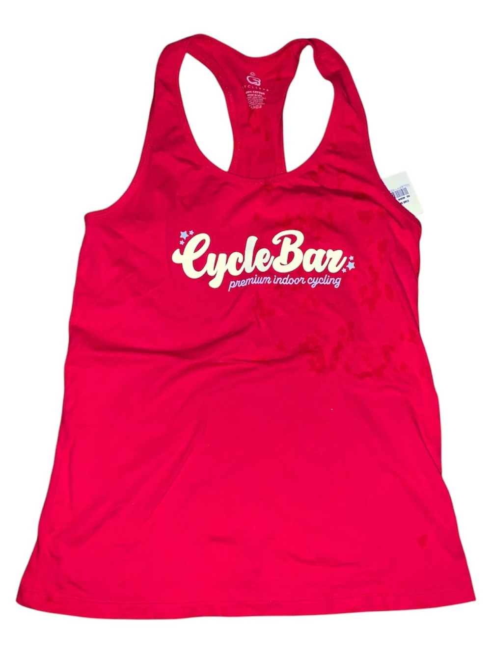 100%  Cotton Cycle bar Stars Ref Racerback Tank with White Logo